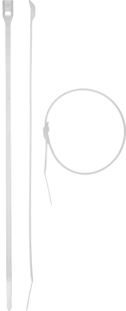 Кабельные стяжки с плоским замком 4.6 x 205 мм, нейлон РА66, 25 шт, белые КОБРА ЗУБР Профессионал 30930-46-205