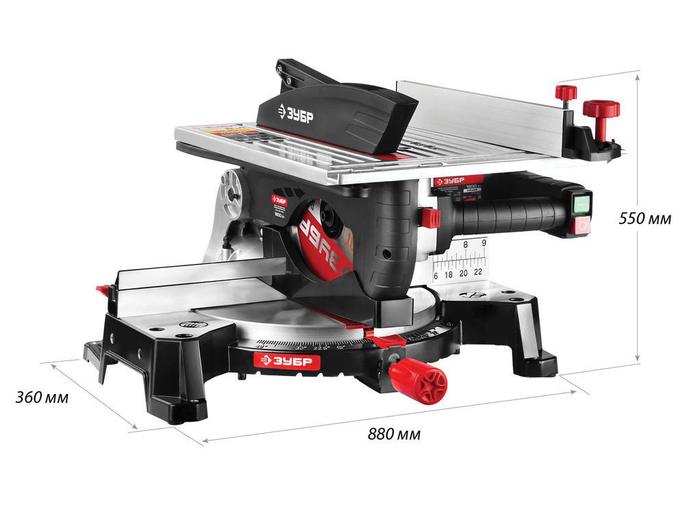 Пила торцовочная d 250 х 30 мм 1800 Вт комбинированная ЗУБР ЗПТК-255-1800 ЗПТК-255-1800