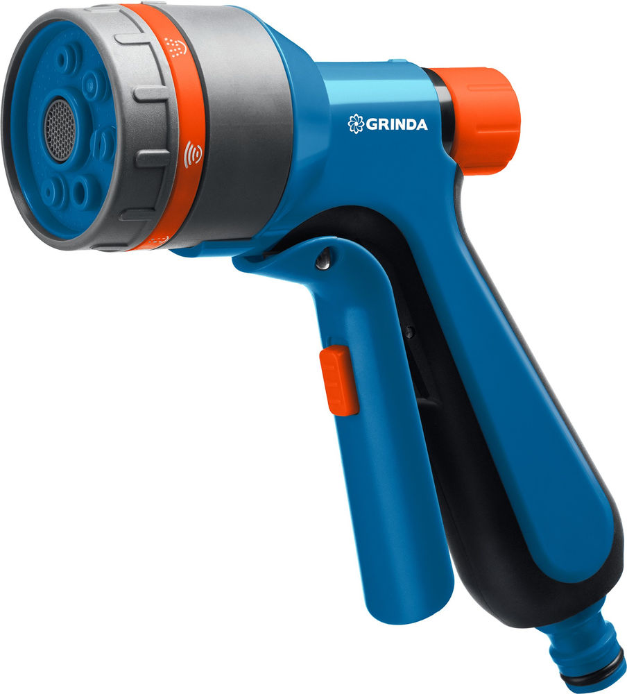 Поливочный пистолет F-7, 7 режимов, курок спереди, двухкомпонентный с регулятором напора, PROLine GRINDA 429120_z01