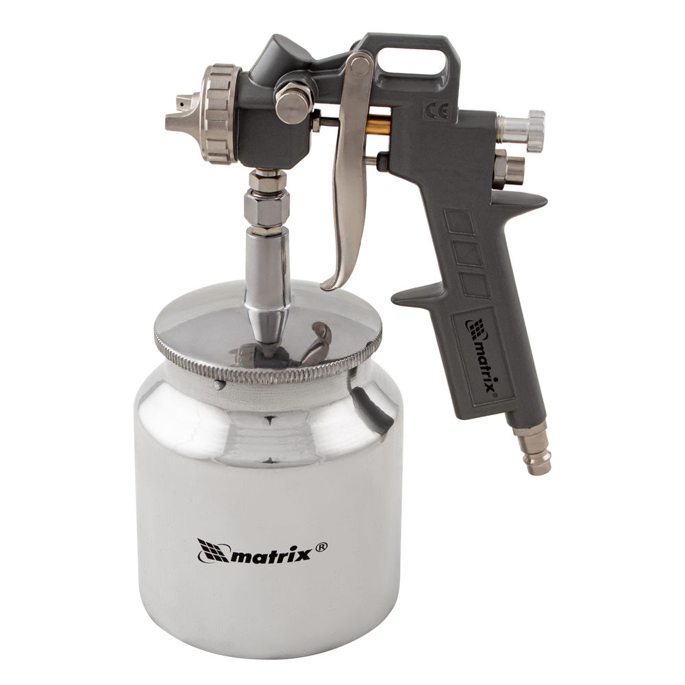 Краскораспылитель пневматический с нижним бачком V 0.75 л, сопло D 1.2, 1.5 и 1.8 мм Matrix (57317)