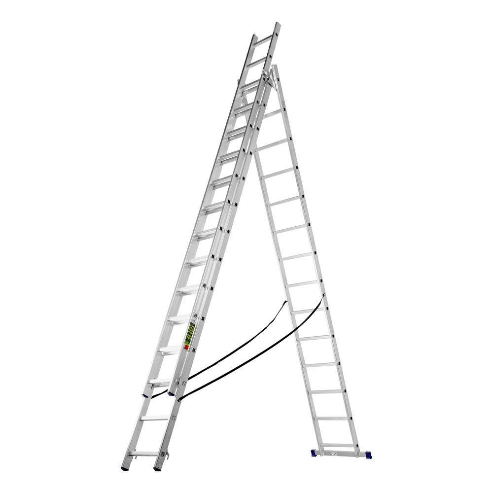 Лестница, 3 х 14 ступеней, алюминиевая, трехсекционная, Сибртех (97824)