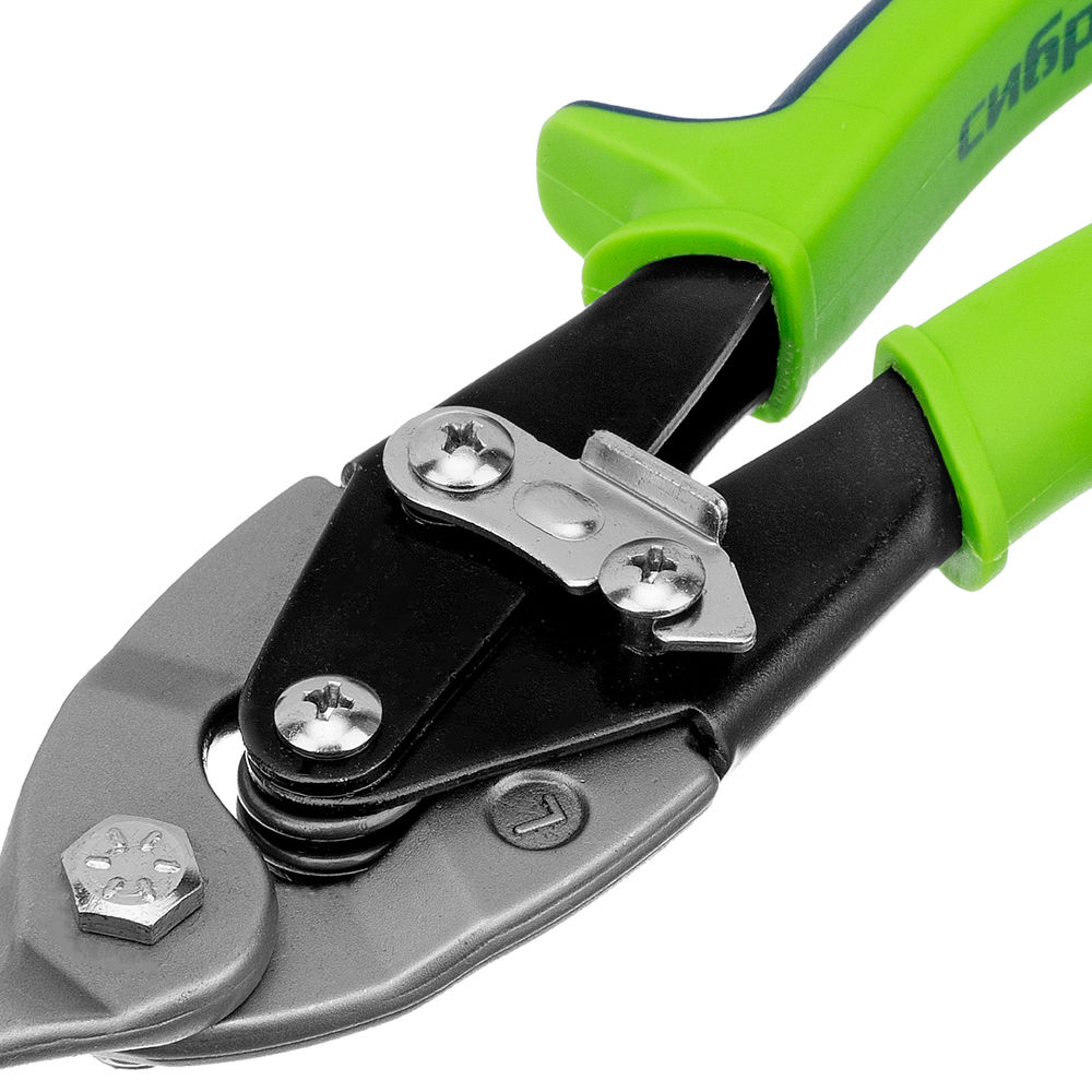 Ножницы по металлу, 250 мм, левый рез, сталь С55, двухкомпонентные рукоятки СИБРТЕХ (78338)