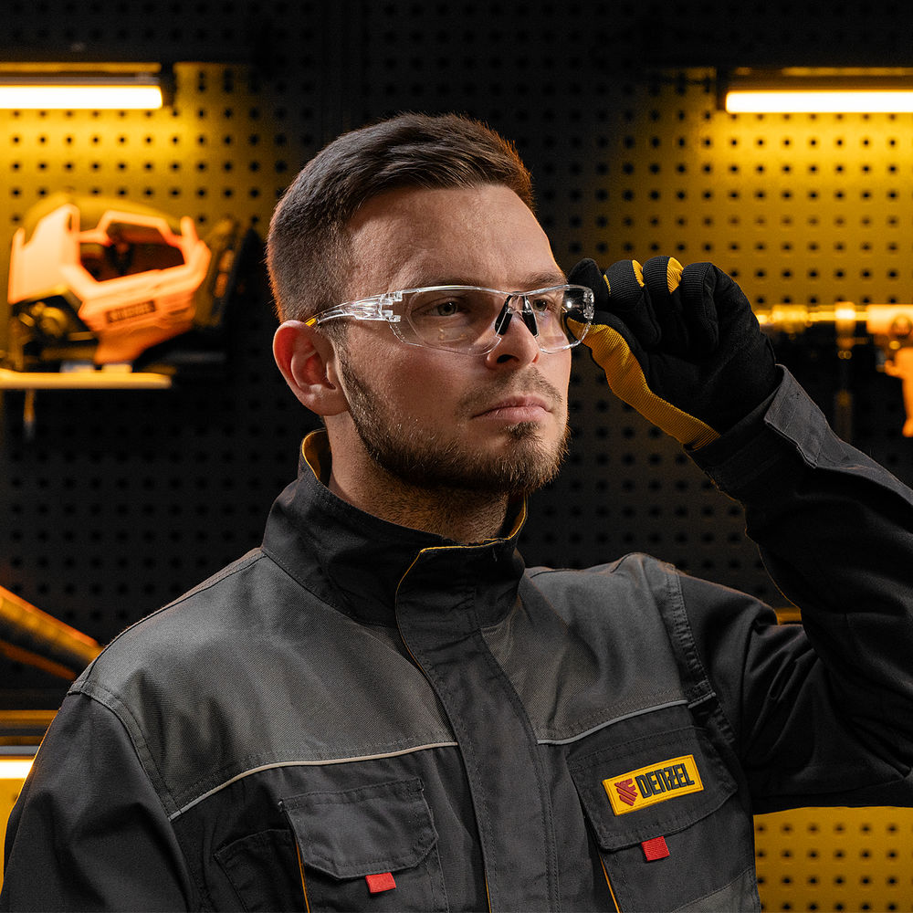 Очки защитные открытые, поликарбонатные, прозрачная линза Denzel (89198)