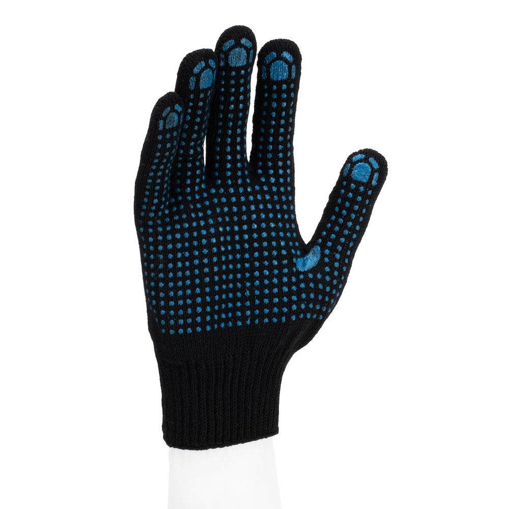 Перчатки трикотажные, ПВХ-покрытие Точка, 10 класс, черные (67855)