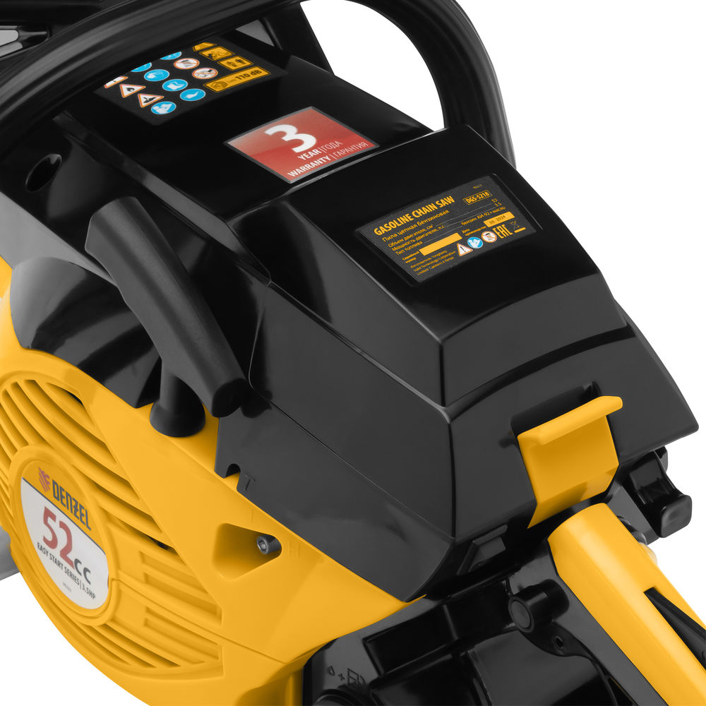 Пила цепная бензиновая DGS-5218, шина 45 см, 52 см3, 3.5 л.с, шаг 0.325, паз 1.5 мм, 72 звена Denzel (95233)