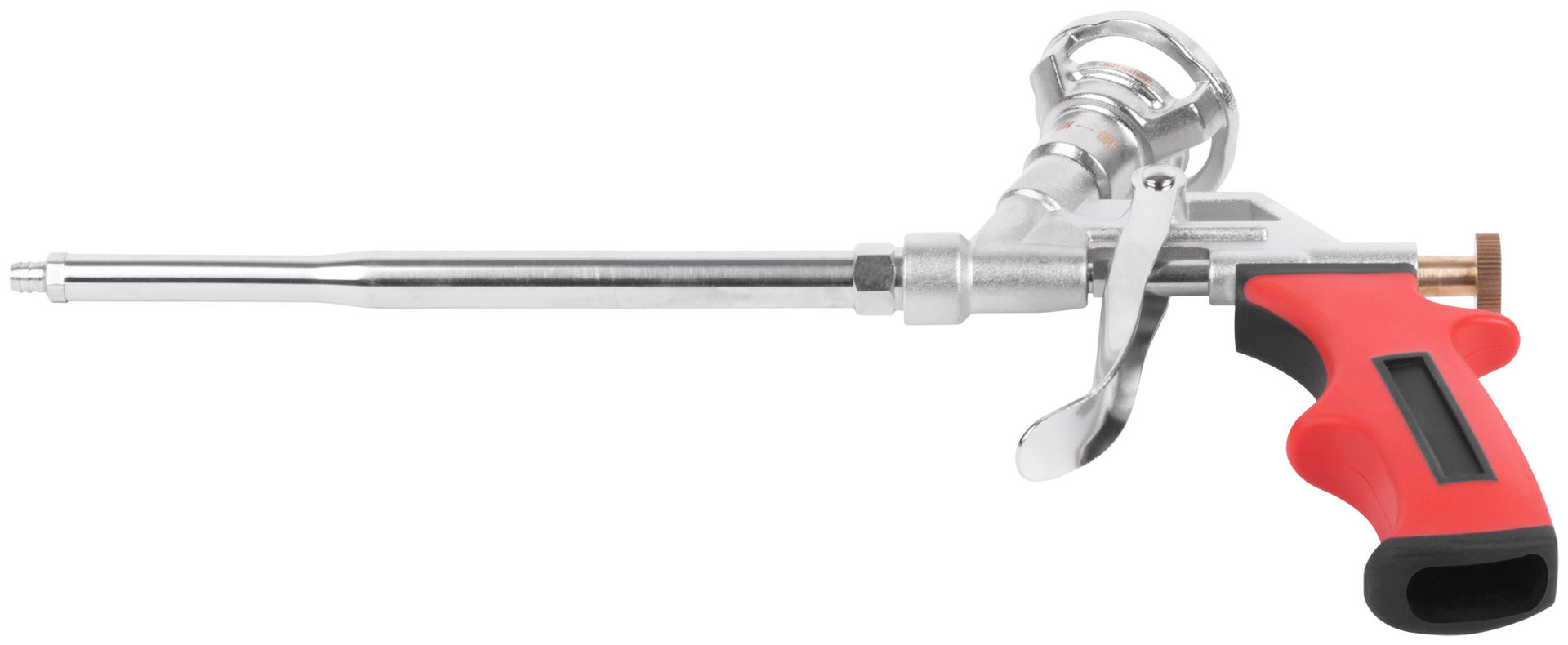 Пистолет для монтажной пены, прорезиненная ручка, поворотный верхний адаптор (14274)