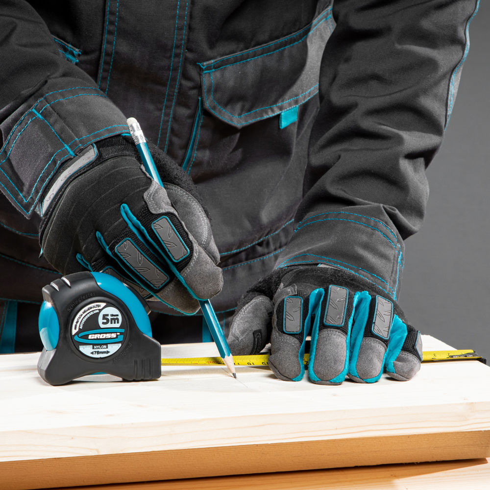 Рулетка Schlagfest,5 м x 19 мм,магнитный обрезиненный зацеп,двусторонняя шкала,Нейлоновое покрытие,автоматическая фиксация Gross