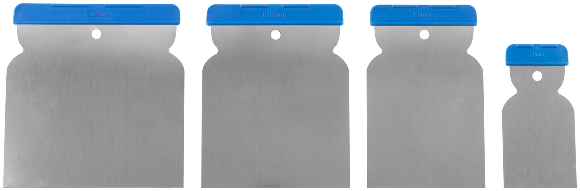 Шпатели металлические, нерж. сталь, набор 4 шт.(Япончик) 50/80/100/120 мм (06748)