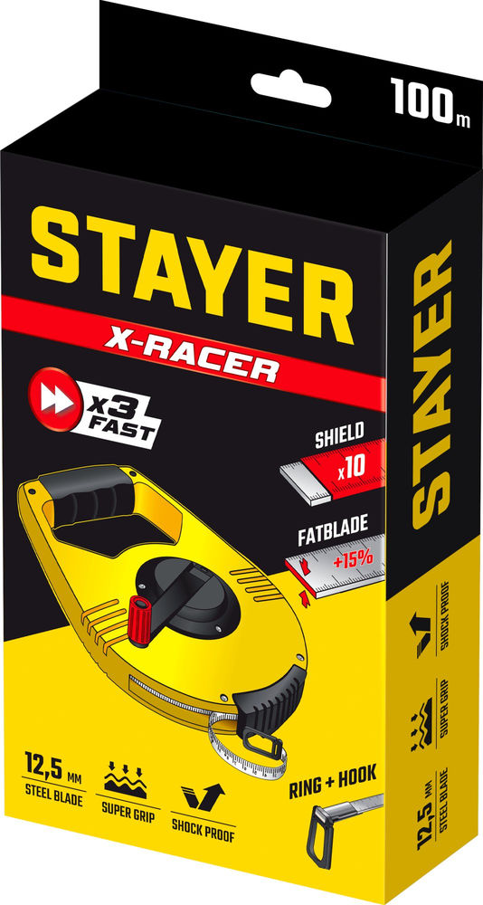 Лента мерная геодезическая стальная 100 м RACER STAYER 34186-100