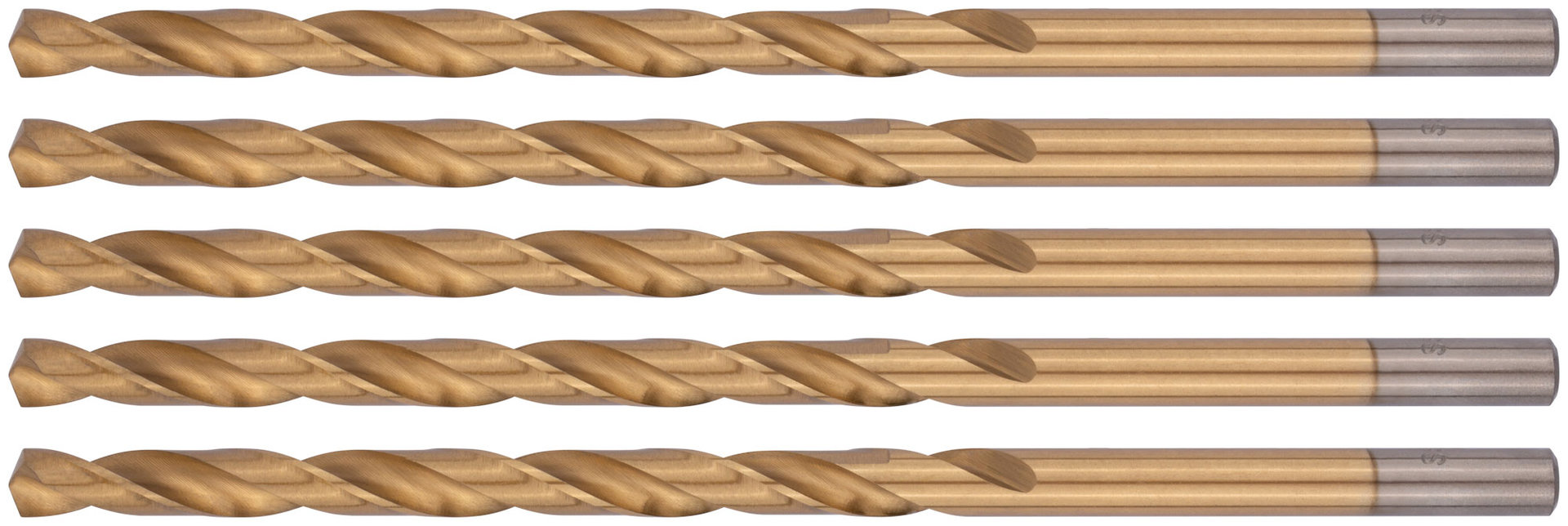 Сверла HSS по металлу, удлиненные, титановое покрытие 7,0х156 мм (5 шт.) (34270)