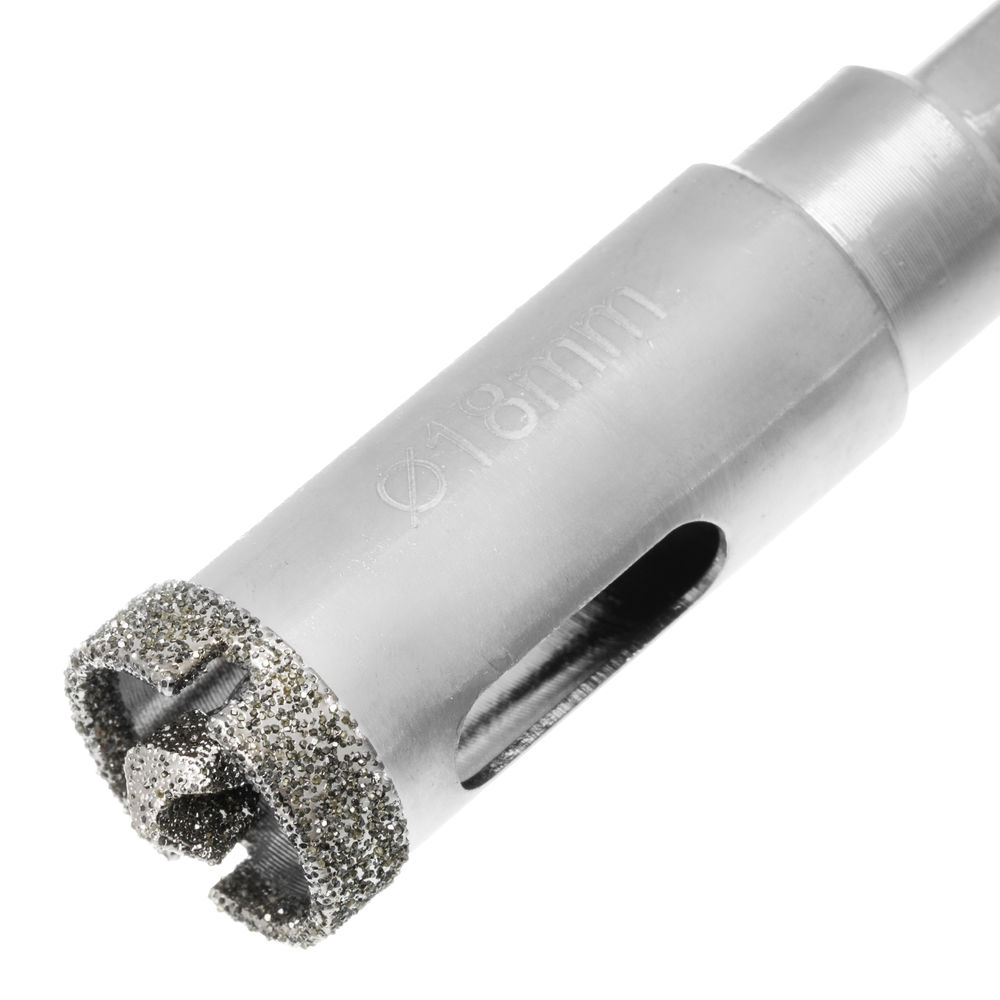 Сверло алмазное по керамограниту, 18 х 67 мм, трехгранный хвостовик Matrix (726183)