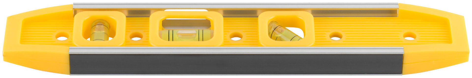 Уровень Торпедо пластиковый, 3 глазка, магнитный, с алюминиевой рамкой 225 мм (18602)