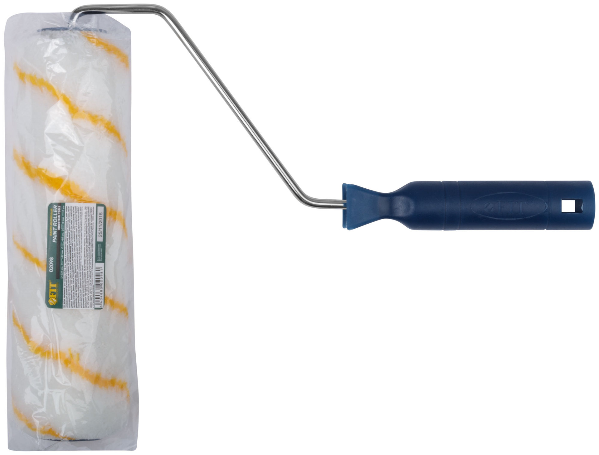 Валик полиакрил/полиэстер/хлопок, с желтой полосой, каркасная система, диам. 40/60 мм; ворс 10 мм, 230 мм (02098)