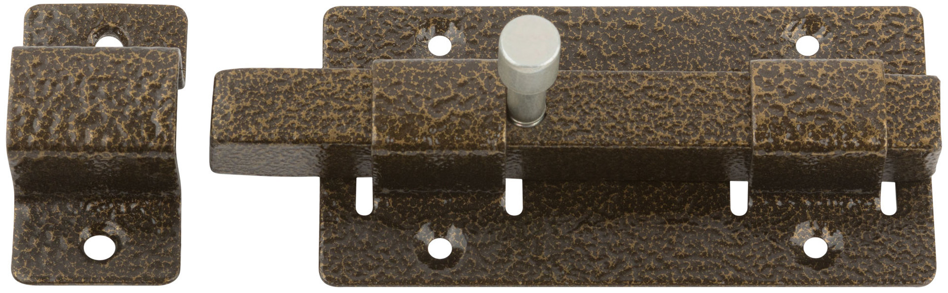 Задвижка накладная усиленная для дверей, квадратный ригель, бронза (66694)