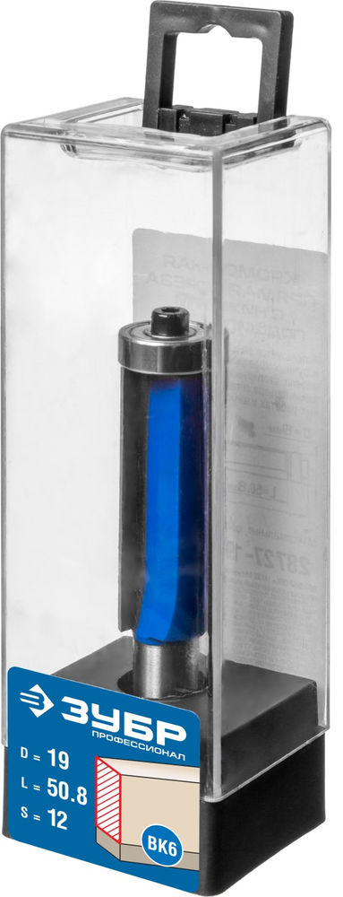 Фреза кромочная 19?50.8 мм с нижним подшипником хвостовик 12 мм ЗУБР Профессионал 28727-19-50.8-12