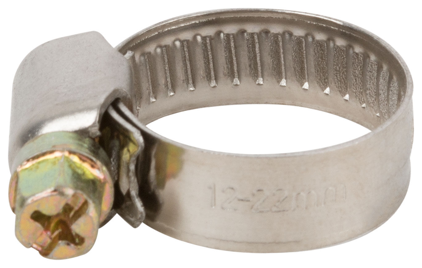 Хомут обжимной (нержавеющая сталь со сваркой) 12-22 мм (64274)