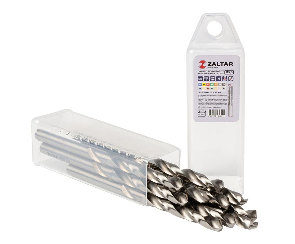 Комплект свёрл по металлу индустриальных, 10 шт, DIN 338, HSS-G, Тип N, 5xD, O5.50 мм (ZA-73055-S10)