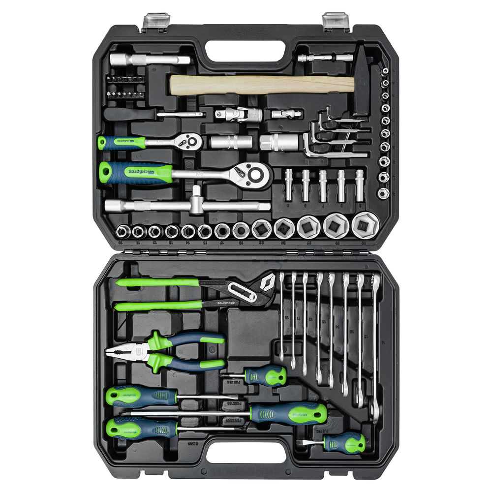 Набор инструментов, 1/2, 1/4, пластиковый кейс 76 предметов Сибртех