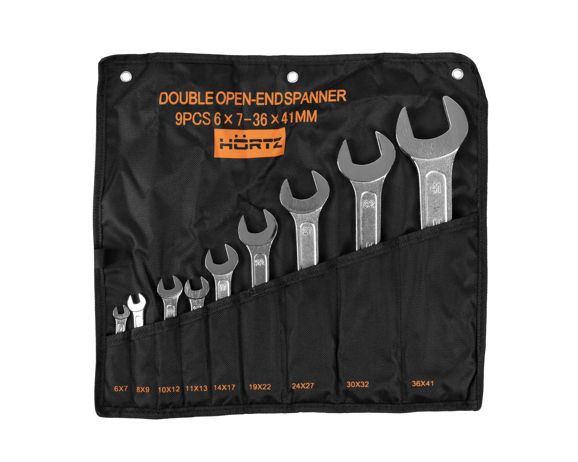 Набор ключей гаечных (рожковых) двусторонних 9 шт. (6-41) хромированных HORTZ