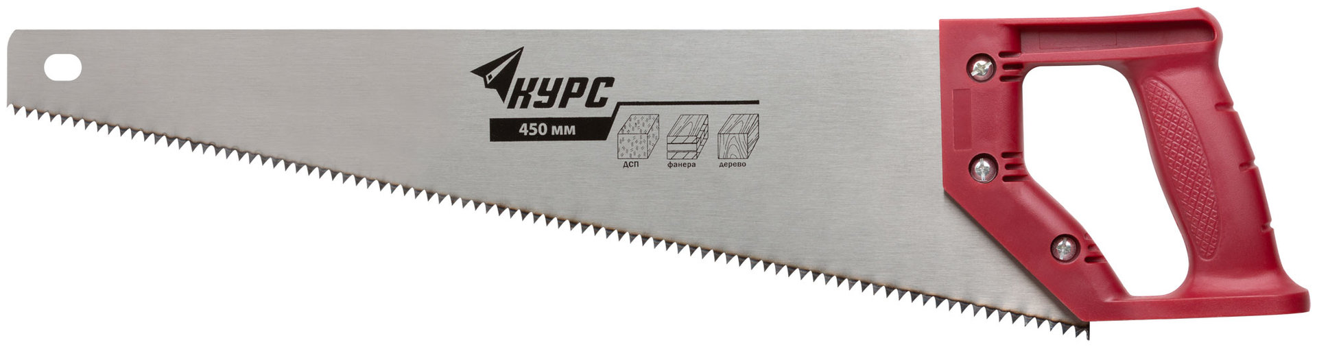 Ножовка по дереву, средний каленый зуб 7 TPI, 2D заточка, пластиковая ручка 450 мм (40312)