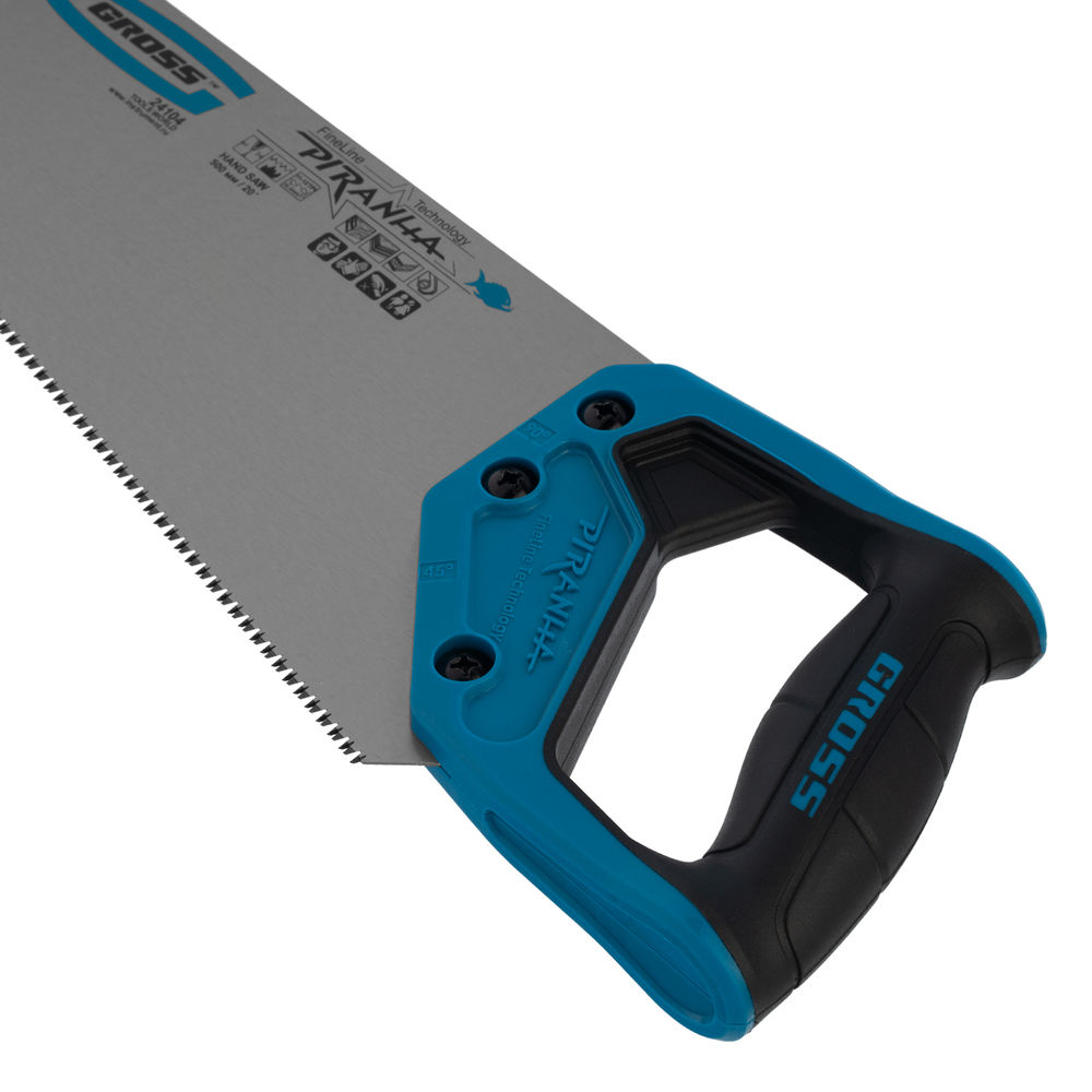 Ножовка по дереву Piranha, 500 мм, 11-12 TPI, зуб-3D, каленый зуб, двухкомпонентная рукоятка Gross