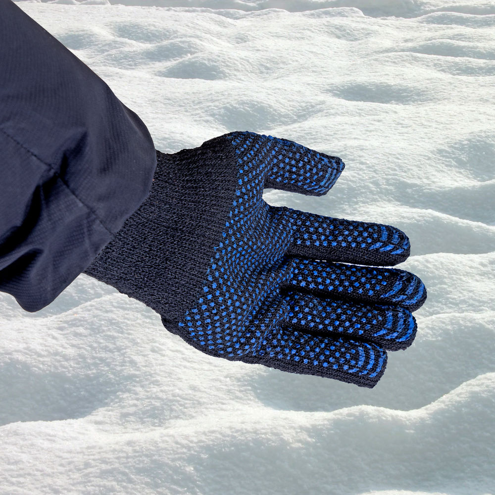 Перчатки хлопкоэфирные плюшевые, ПВХ Точка, 7 кл, 55 гр Сибртех (67769)