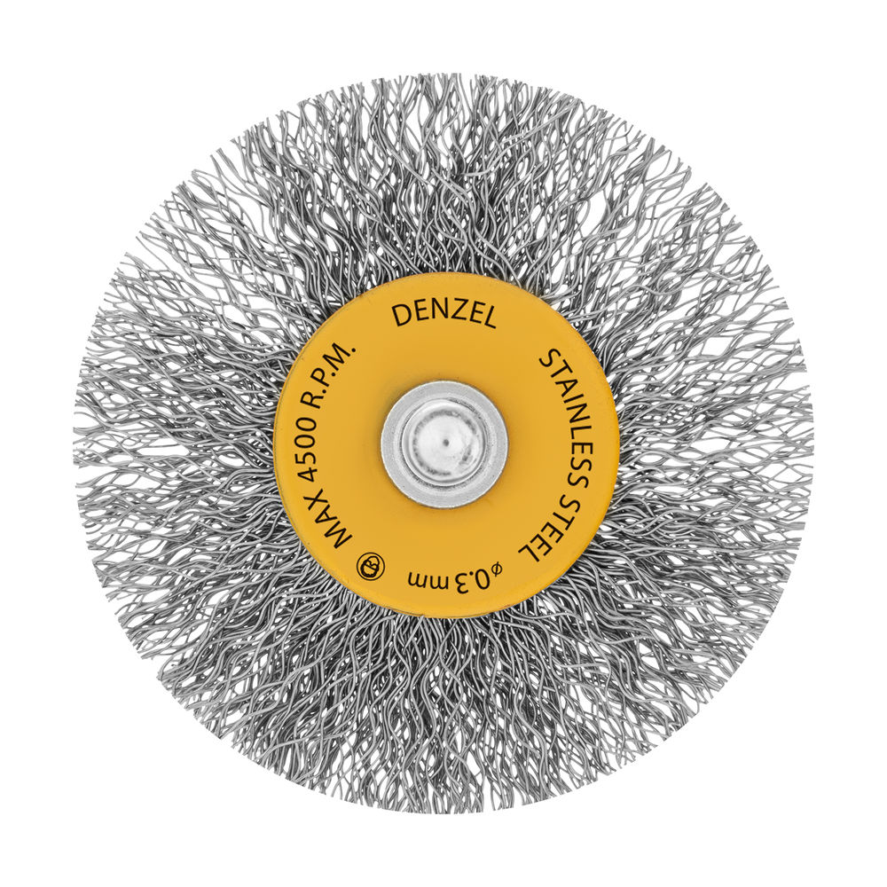 Щетка для дрели, 60 мм, Плоская, со шпилькой, нержавеющая витая проволока Denzel (744463)
