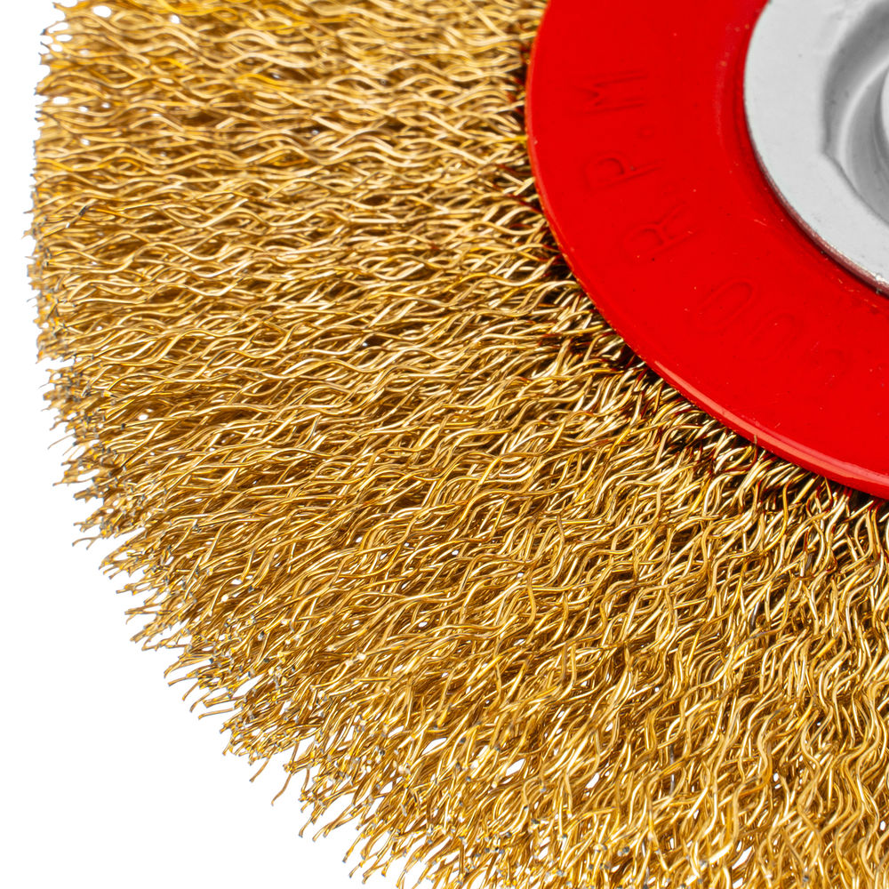 Щетка для точила, 125 мм, посадка 20 мм, плоская, латунированная витая проволока Matrix (74659)