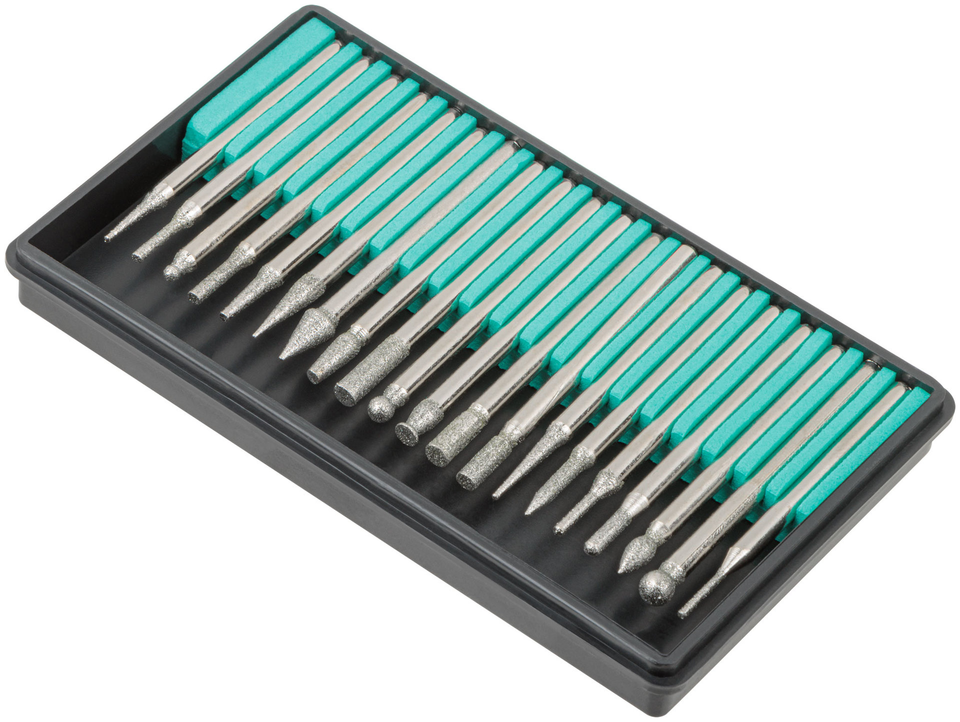 Шарошки, усиленная сталь с алмазным напылением, штифт диам. 3 мм, 20 шт. (36485)