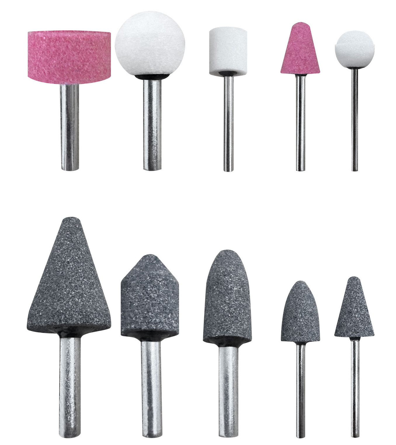 Шарошки абразивные по металлу, 10 шт. (большие и малые) (36466)