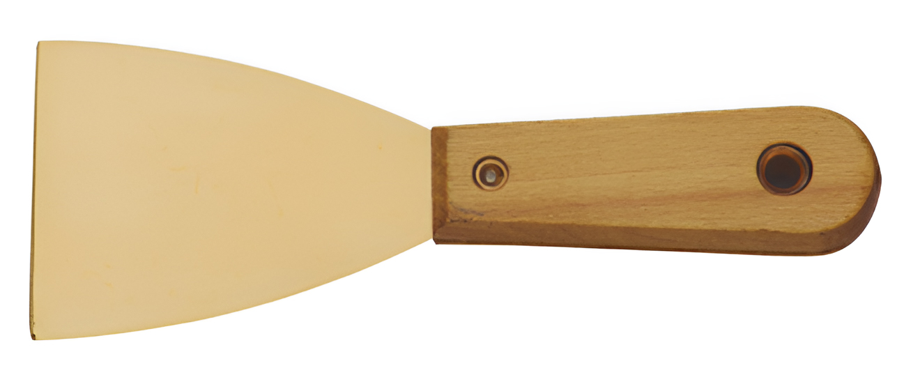 Шпатель малярный широкий 75 мм AlCu ручка деревянная искробезопасный 204E-1002, HORTZ