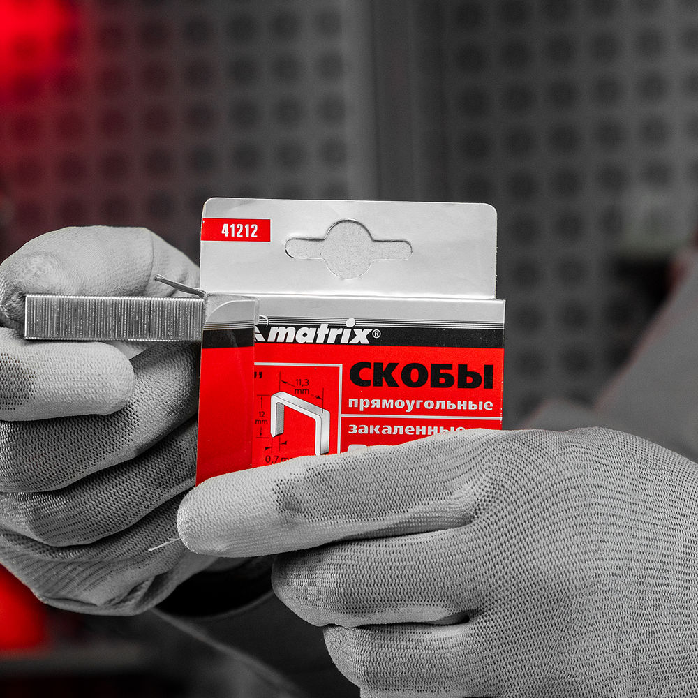 Скобы, 12 мм, для мебельного степлера, закаленные, тип 53, 1000 шт Matrix (41212)