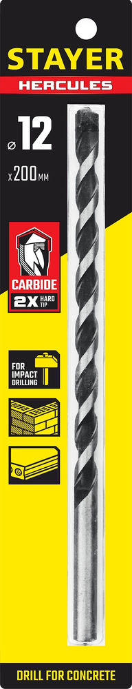 Сверло по бетону Hercules, 12 x 200 мм STAYER Professional 2915-200-12_z01