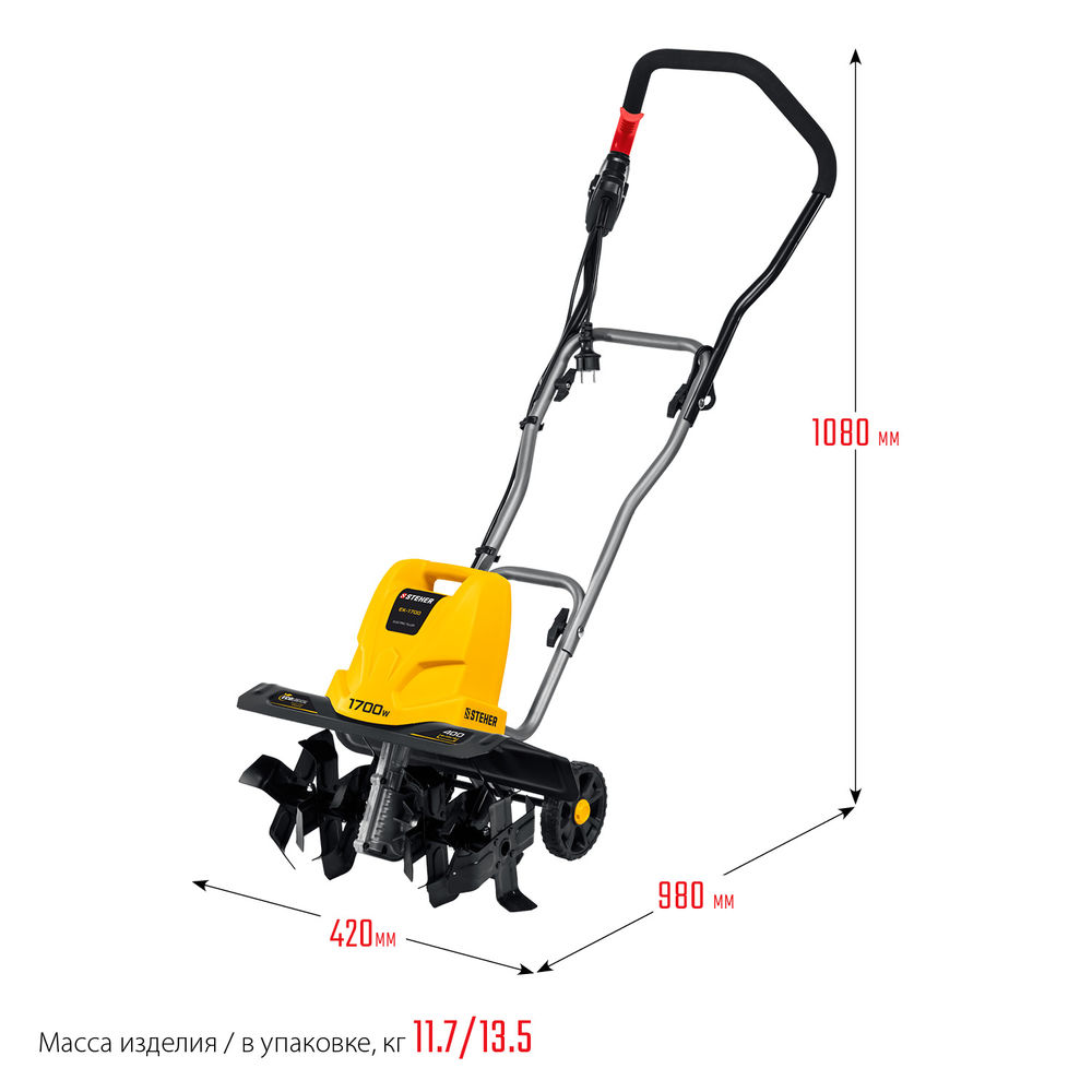 Культиватор электрический 1700 Вт STEHER EK-1700