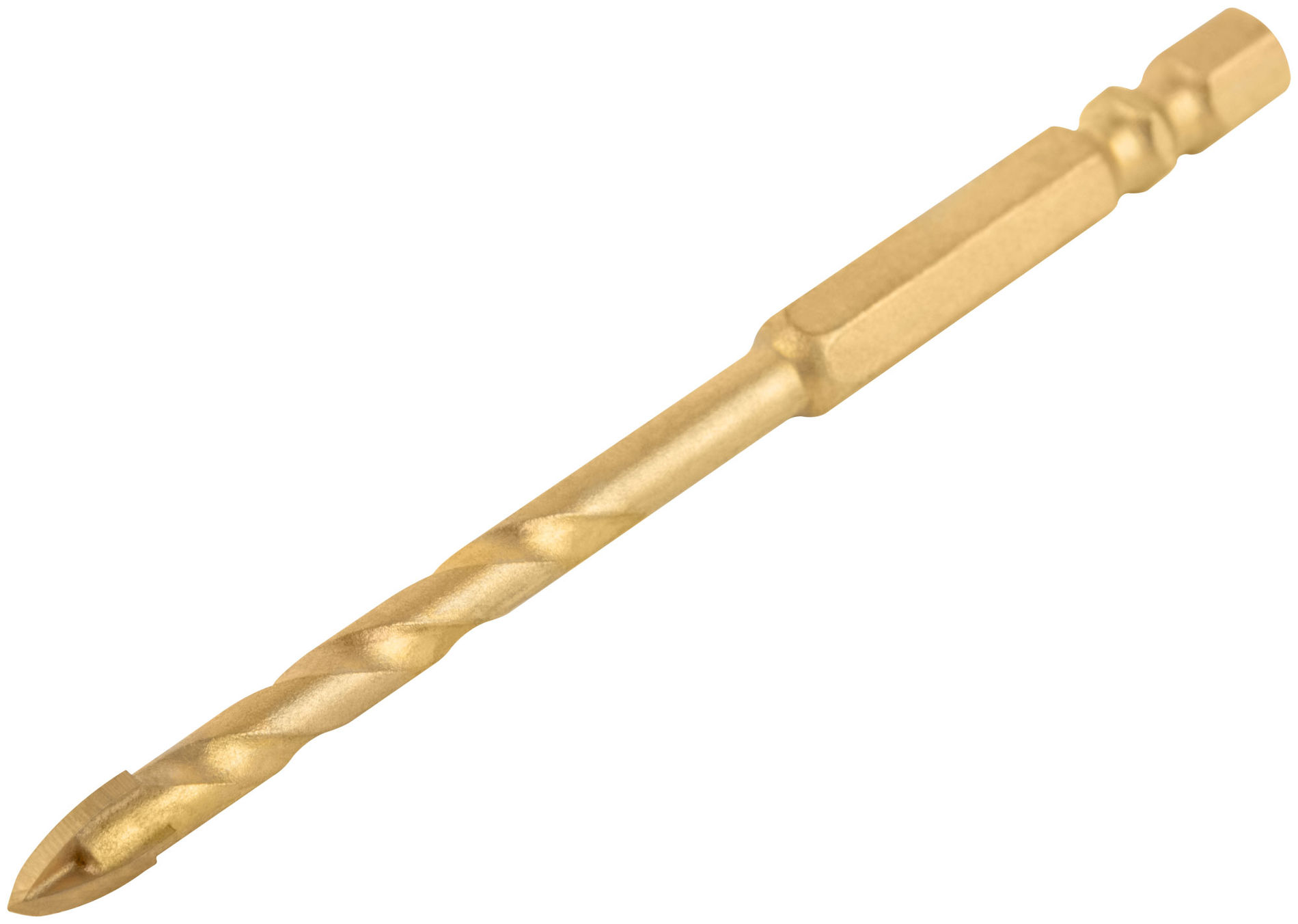 Сверло универсальное, 4 режущие кромки, титановое покрытие, шестигранный U-хвостовик под биту, 6х100 мм (35165)