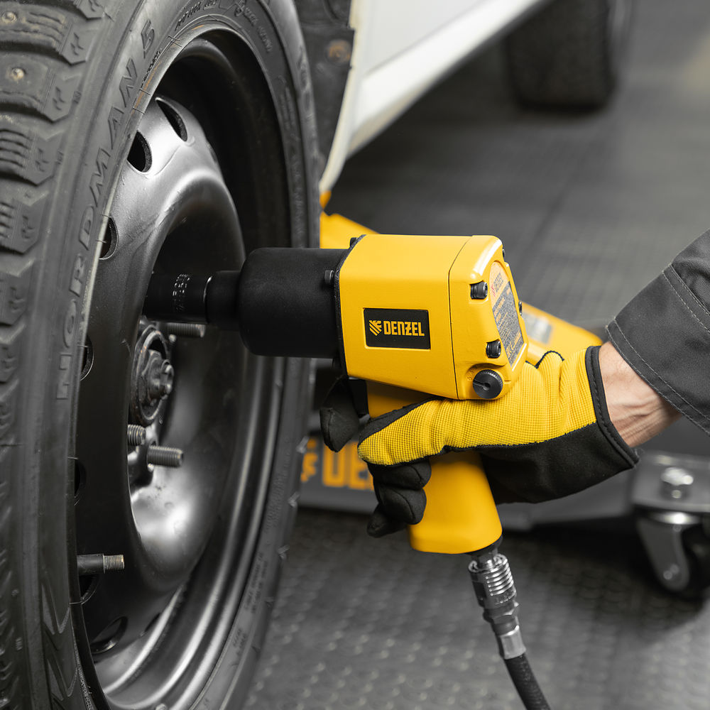 Ударный пневмогайковерт IW860+набор головок, 1/2, 7000 об/мин, 868 Нм Denzel (57473)