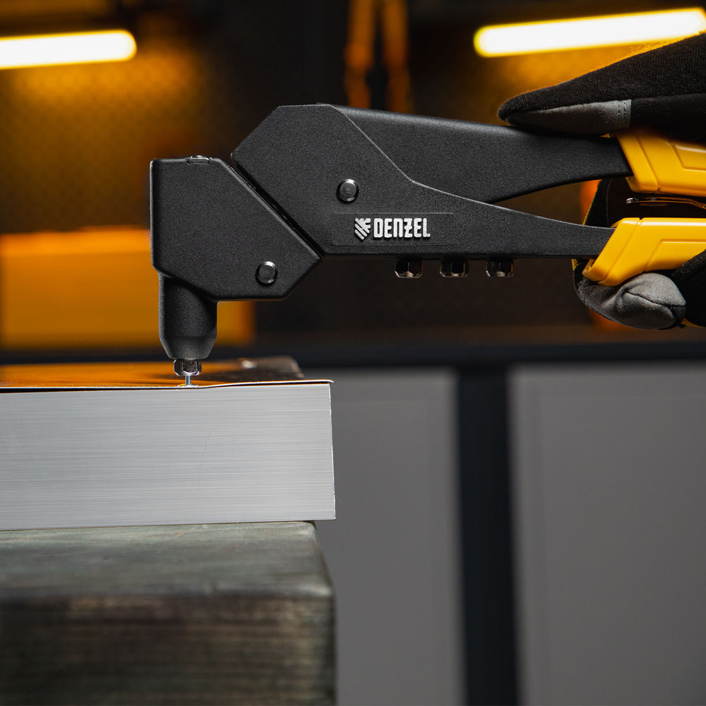 Заклепочник ручной, 285 мм, поворотный, 0-360, заклепки 2,4-3,2-4,0-4,8 мм Denzel (40442)