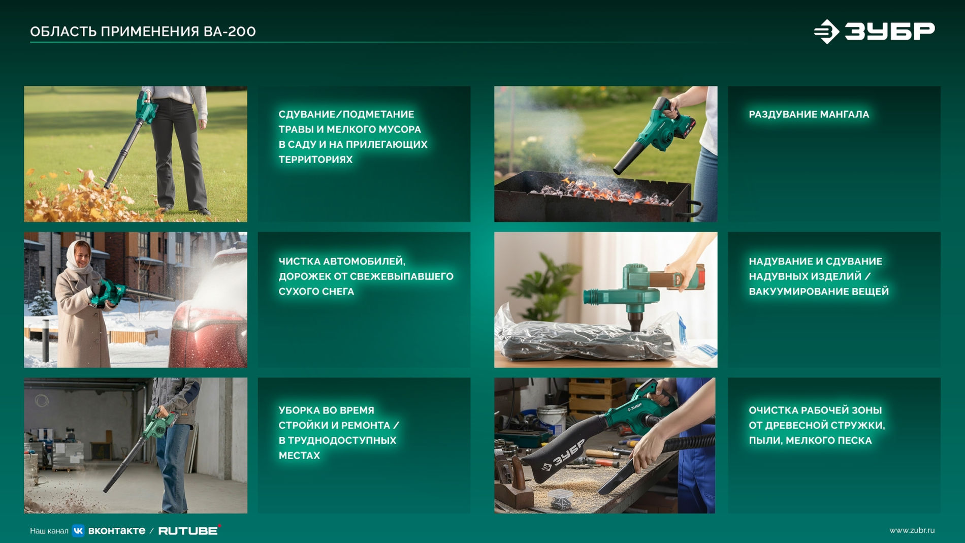 ЗУБР 20 В, 200 м3/ч, без АКБ (LMS), воздуходувка-пылесос аккумуляторная (ВА-200)