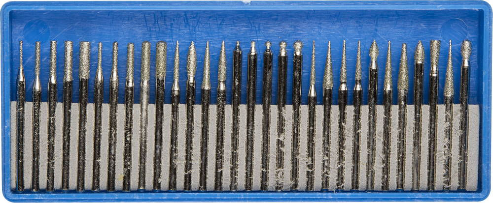 Набор алмазных мини-насадок для гравера 30 шт, хвостовик d 3 мм, Р 150–180 ЗУБР Профессионал 33383-H30  