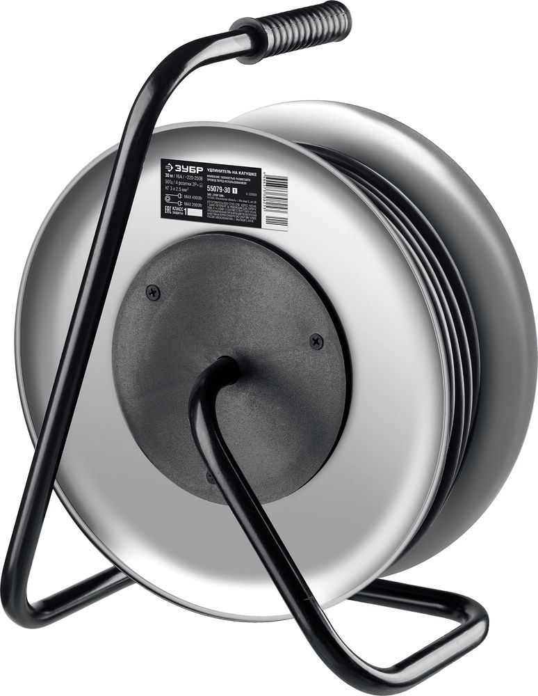 Удлинитель силовой на стальной катушке КГ-325 КГ 3 x 2.5 мм2, 30 м, 4000 Вт, IP44 ЗУБР Профессионал 55079-30_z01