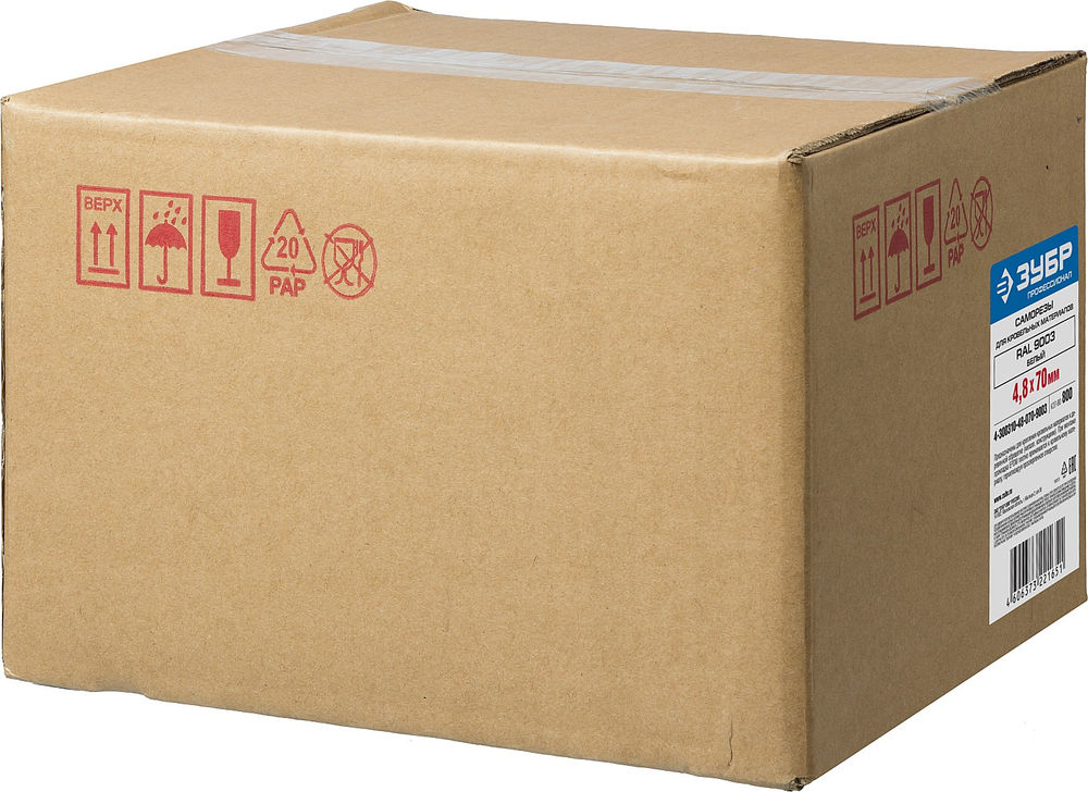 Саморез кровельный 70 х 4.8 мм, белый RAL 9003, 800 шт Профессионал СКД ЗУБР 4-300310-48-070-9003