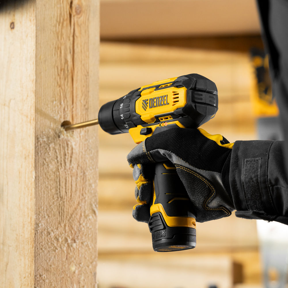 Дрель-шуруповерт аккумуляторная CDQ-12, Li-Ion, 12 В Denzel (26106)