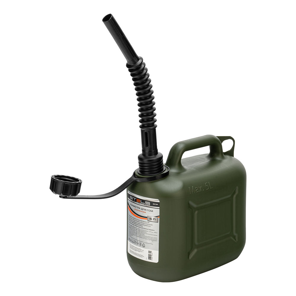 Канистра для ГСМ вертикальная 5 л, пластиковая, усиленная Stels (53124)