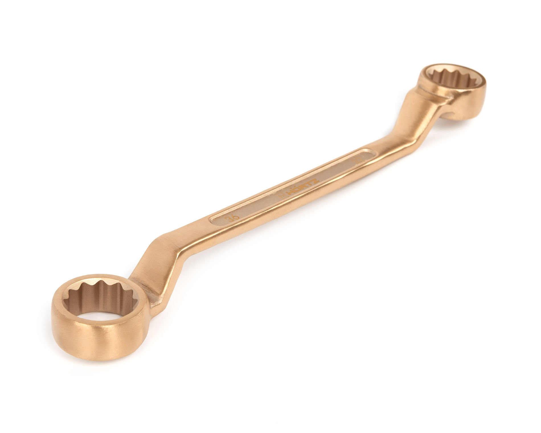 Ключ гаечный накидной двусторонний коленчатый 32х36 искробезопасный сплав BeCu 151-3236, HORTZ