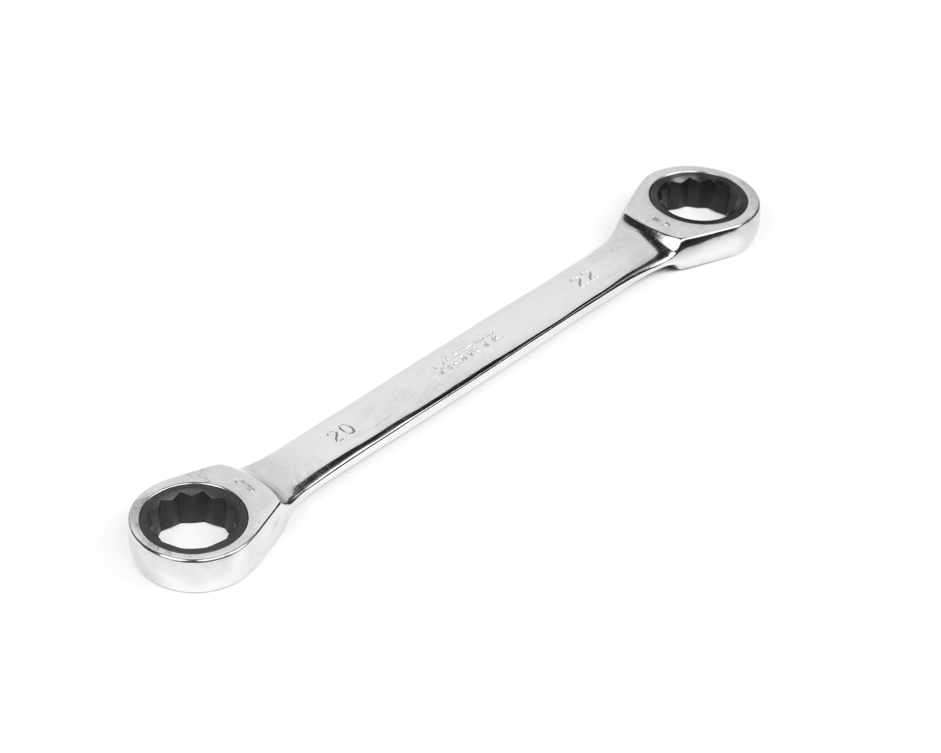 Ключ накидной двусторонний 20х22 мм трещоточный хромирование HORTZ