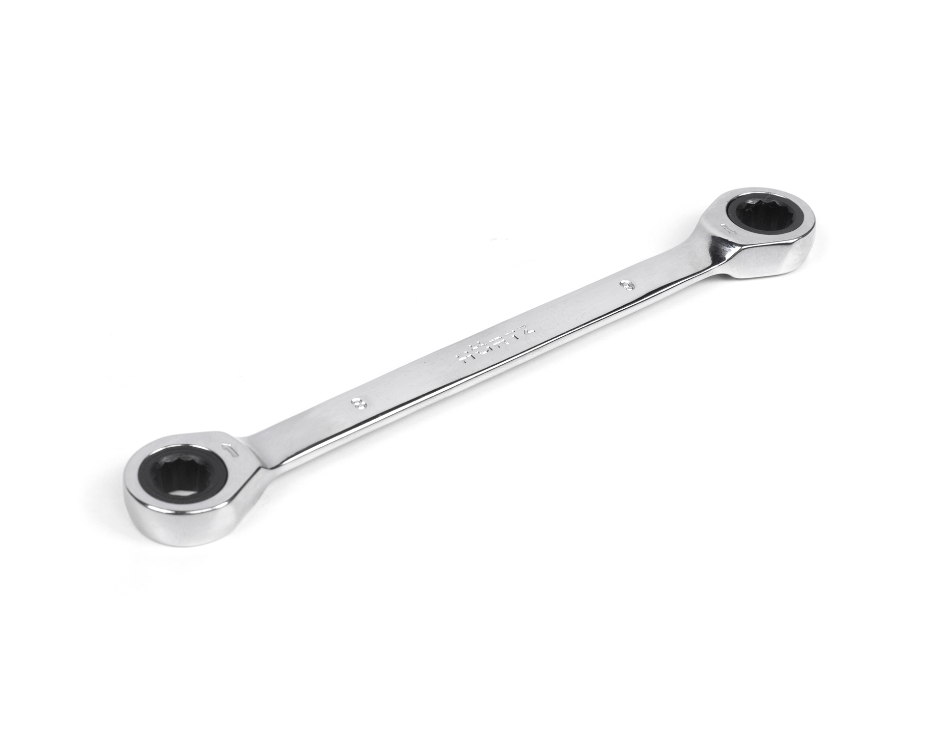 Ключ накидной двусторонний 8х9 мм трещоточный хромирование HORTZ