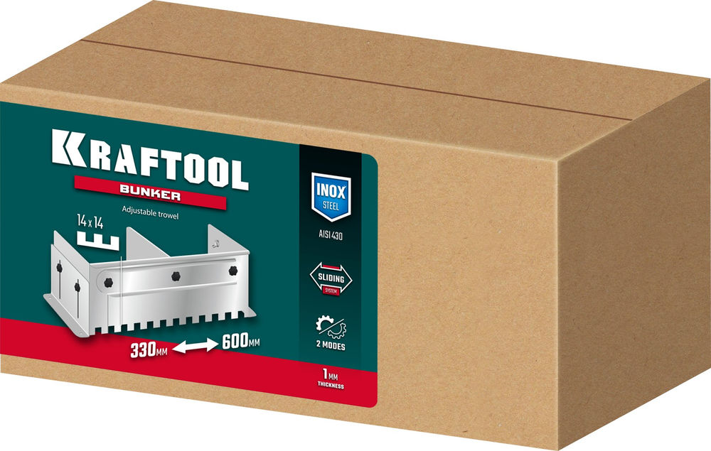 Раздвижная гребенка для плитки зуб 14?14 мм до 600 мм нерж. сталь BUNKER KRAFTOOL 0808-14