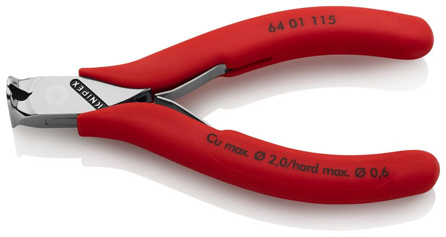 Кусачки торцевые для электроники, маленькая фаска, 115 мм, обливные ручки (KN-6401115)