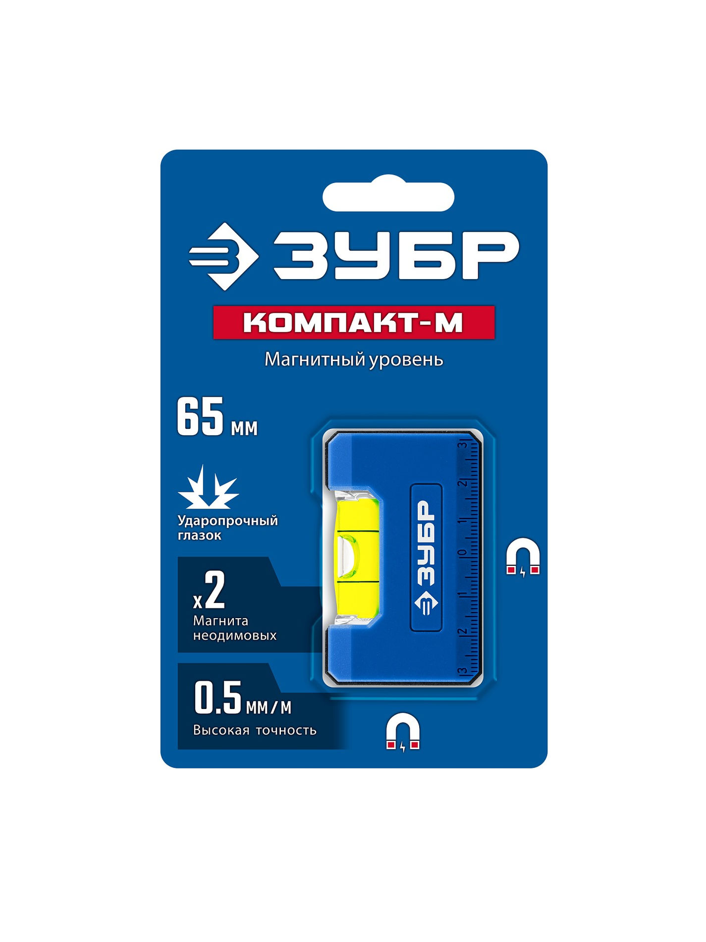 Магнитный компактный уровень КОМПАКТ - М, 65 мм ЗУБР Профессионал 34550