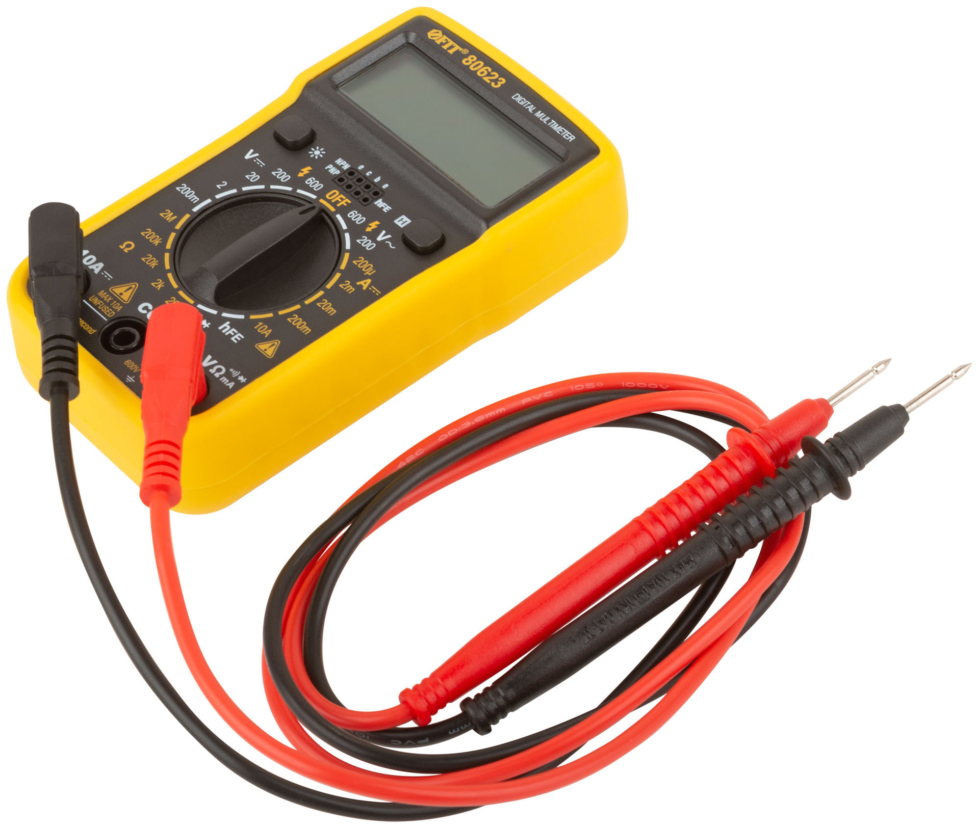 Мультиметр 0,1 мВ-600 В; 0,1 В-600 В; 1 мкА-10 А; 0,1 Ом-2 МОм; коробка (80623)